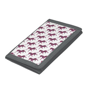 Zebra Silhouette Black and Hot Pink Print Trifold Wallet