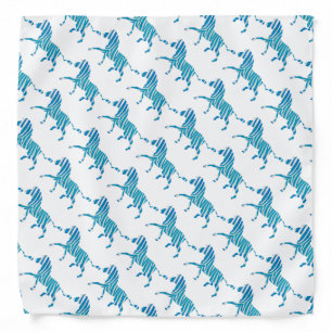 Zebra Silhouette Blue and White Bandana