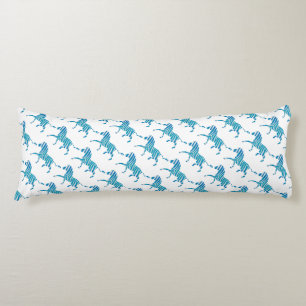 Zebra Silhouette Blue and White Body Pillow