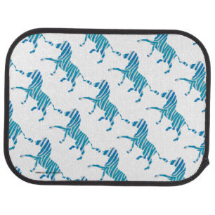 Zebra Silhouette Blue and White Car Mat