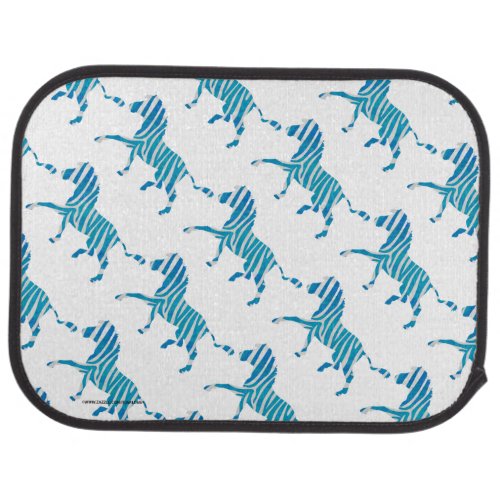 Zebra Silhouette Blue and White Car Mat