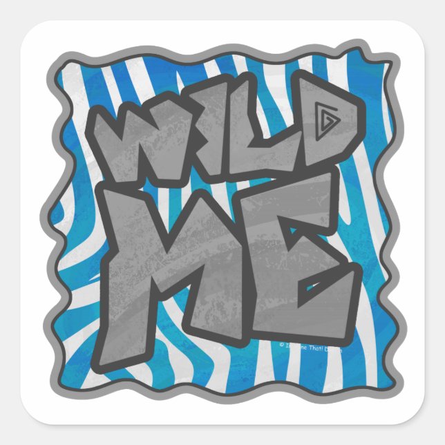 Zebra Silhouette Blue and White Design Square Sticker (Front)