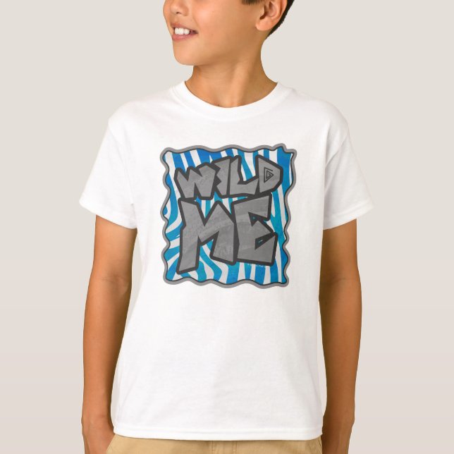 Zebra Silhouette Blue and White Design T-Shirt (Front)