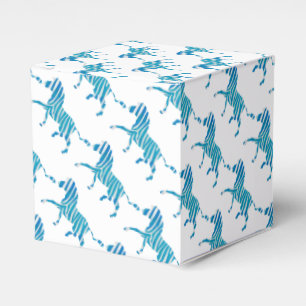 Zebra Silhouette Blue and White Favor Boxes