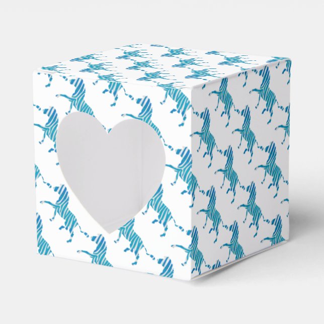 Zebra Silhouette Blue and White Favor Boxes (Front Side)