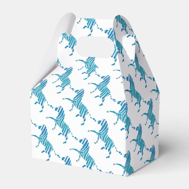 Zebra Silhouette Blue and White Favor Boxes (Front Side)