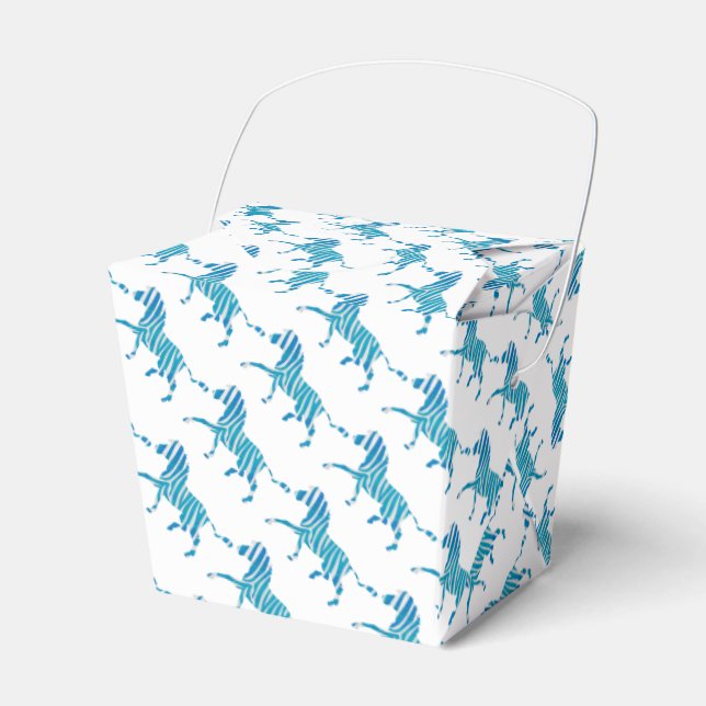 Zebra Silhouette Blue and White Favor Boxes (Front Side)