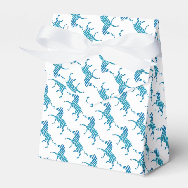 Zebra Silhouette Blue and White Favor Boxes (Front Side)