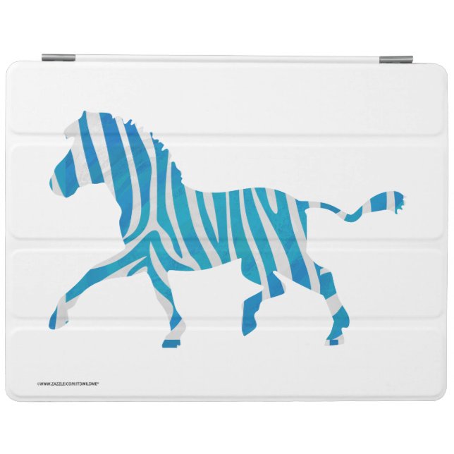 Zebra Silhouette Blue and White iPad Smart Cover (Horizontal)
