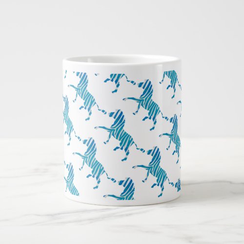 Zebra Silhouette Blue and White Large Coffee Mug