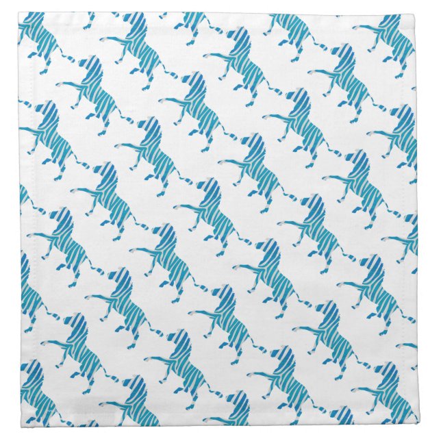 Zebra Silhouette Blue and White Napkin (Front)