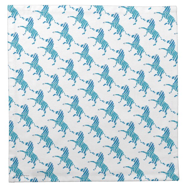 Zebra Silhouette Blue and White Napkin (Front)