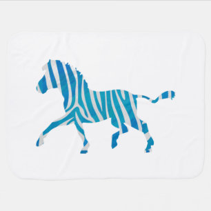 Zebra Silhouette Blue and White Stroller Blanket