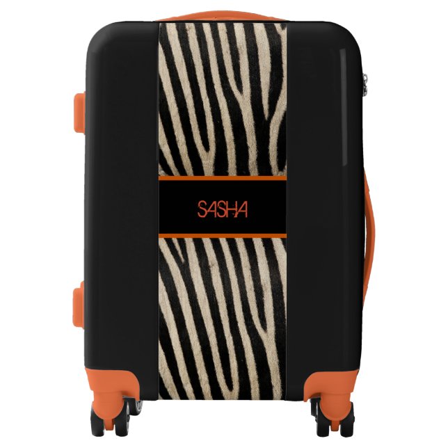 Zebra Skin Animal Faux Fur Pattern Personalized Luggage (Front)
