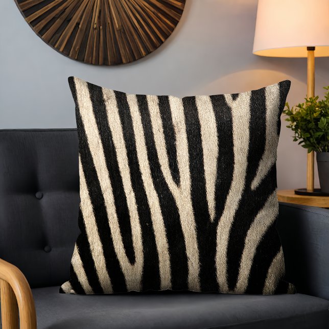 Zebra Skin Animal Faux Fur Pattern Throw Pillow (Creator Uploaded)