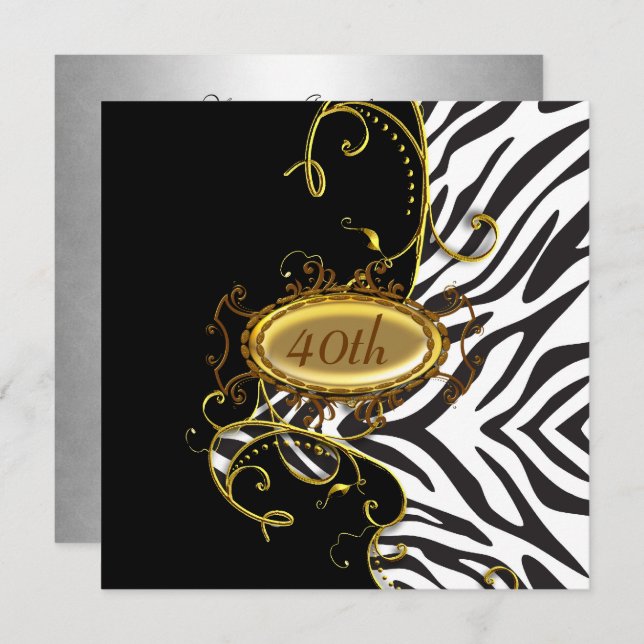 Zebra skin Birthday party Invitation (Front/Back)