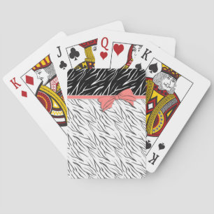 Zebra skin black white tiger leather stripes pink poker cards