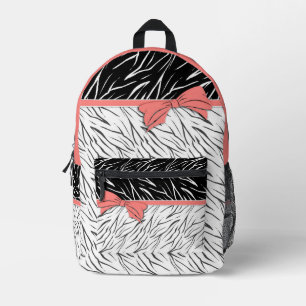 Zebra skin black white tiger leather stripes pink  printed backpack