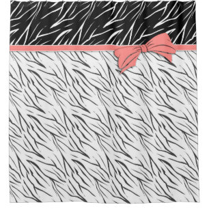 Zebra skin black white tiger leather stripes pink shower curtain