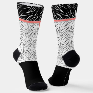 Zebra skin black white tiger leather stripes pink socks