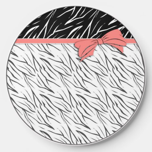 Zebra skin black white tiger leather stripes pink  wireless charger 