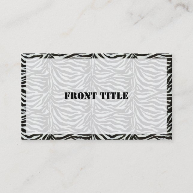Zebra Skin Camouflage Texture Business Card (Front)