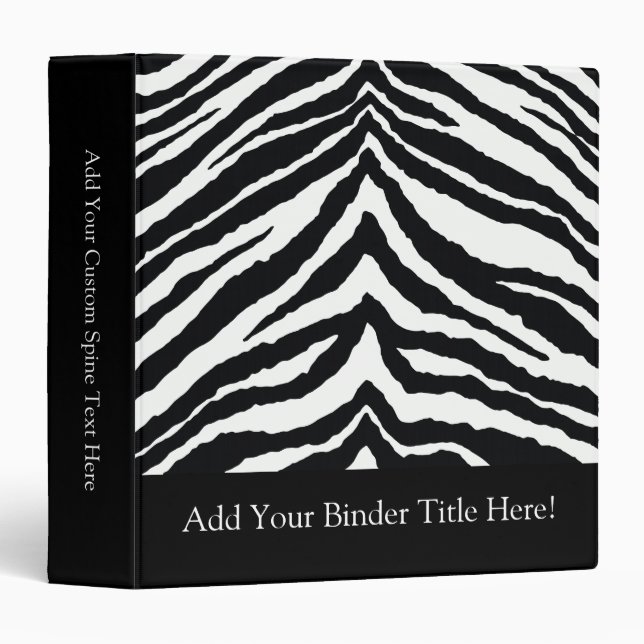 Zebra Skin Print 3 Ring Binder (Front/Spine)