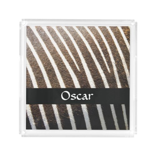 Zebra skin print acrylic tray