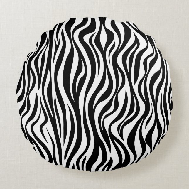 Zebra Skin Print Round Pillow (Front)