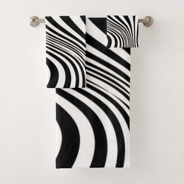 Zebra Skin Print Texture Pattern Bath Towel Set (Insitu)