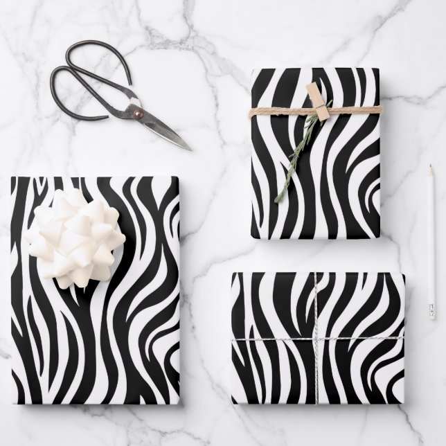 Zebra Skin Print Wrapping Paper Sheets (Front)