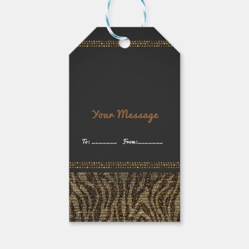 Zebra Sparkle Sequins Glam Chic Elegant Modern Gift Tags