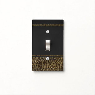 Zebra Sparkle Sequins Glam Chic Elegant Modern Light Switch Cover