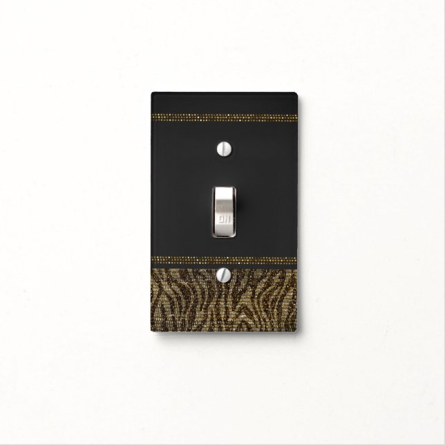 Zebra Sparkle Sequins Glam Chic Elegant Modern Light Switch Cover (In Situ)