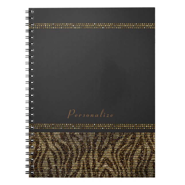 Zebra Sparkle Sequins Glam Chic Modern Bling Notebook (Front)