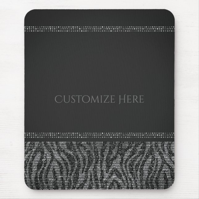Zebra Sparkle Sequins Glam Chic Modern Glamour Mouse Pad (Front)