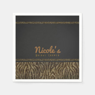 Zebra Sparkle Sequins Glam Chic Modern Party Paper Napkins