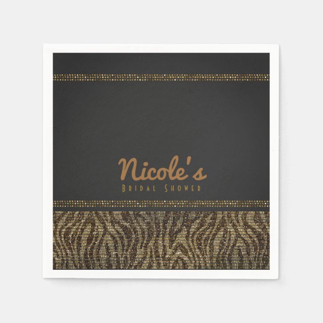 Zebra Sparkle Sequins Glam Chic Modern Party Paper Napkins (Front)