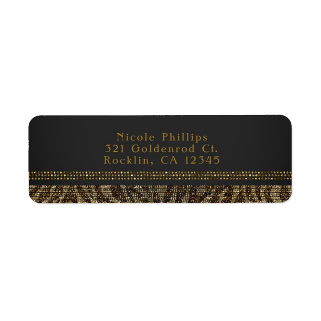 Zebra Sparkle Sequins Glam Chic Party Invitation Label (Front)