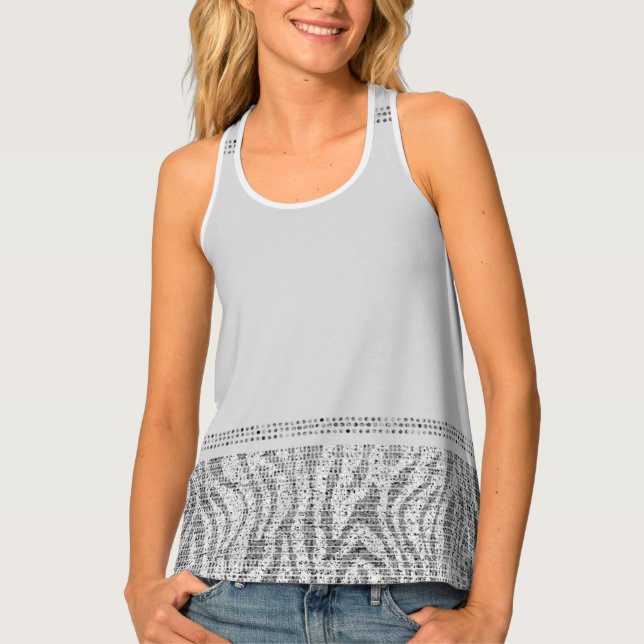 Zebra Sparkle Sequins Glam Party Favor Chic Tank Top (Front)