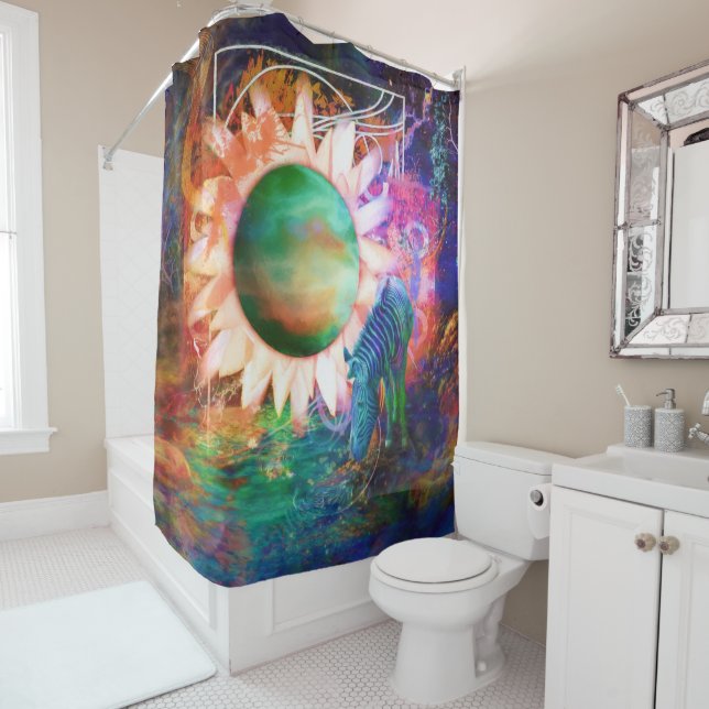 ZEBRA SPECTRUM PERSPECTIVE SHOWER CURTAIN (In Situ)