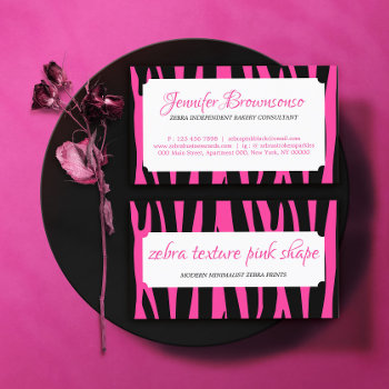 Zebra Sprinkles Texture Pink Shape Frame Business Card by PineLemonMarketing at Zazzle