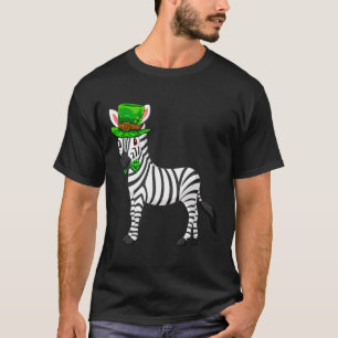 Zebra St Patrick S Day With A Leprechaun Hat Long T-Shirt