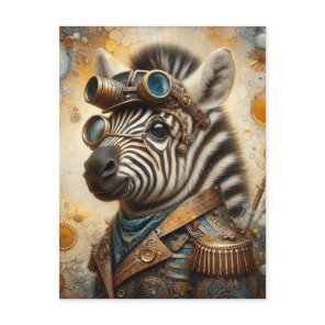 Zebra Steampunk Postcard