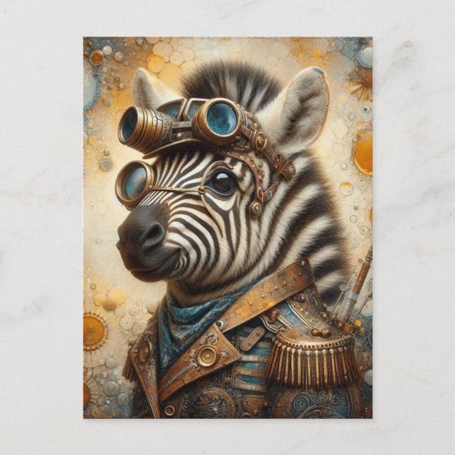 Zebra Steampunk Postcard (Front)