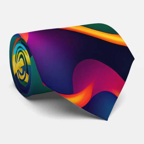 Zebra Strides Waves Rainbow Isometric Pattern Neck Tie