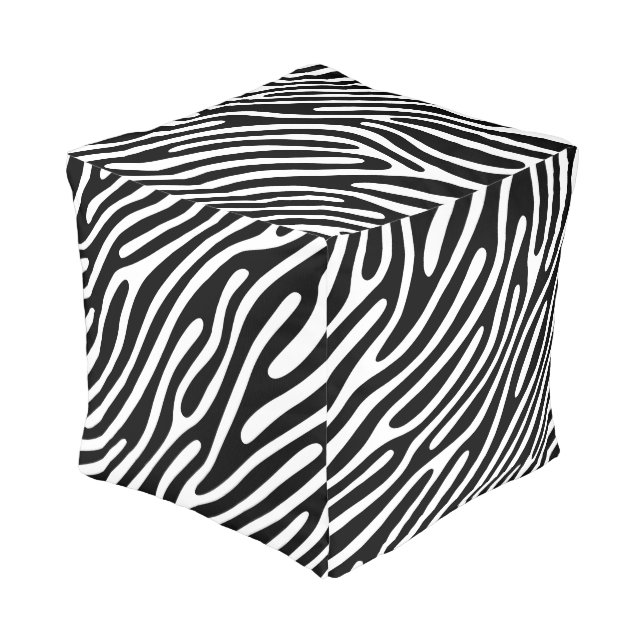 Zebra Strip Pouf (Angled Front)