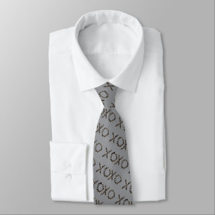 Zebra Strip XOXO Design Neck Tie