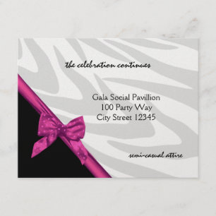 Zebra Stripe and Pink Ribbon/ Reception Card