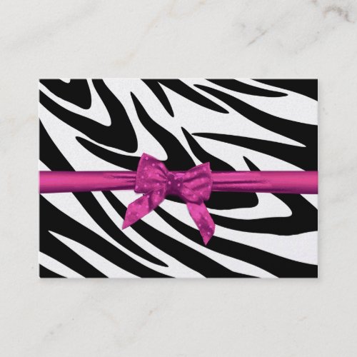 Zebra Stripe and Pink Ribbon Seating Card Business Card